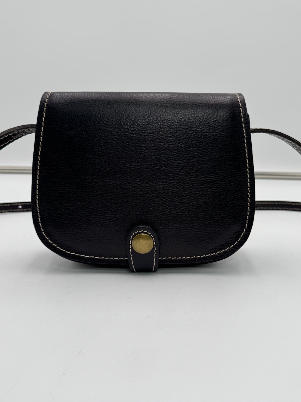Vintage Firenze Fratellini Genuine Leather Black Crossbody Bag Made in Italy